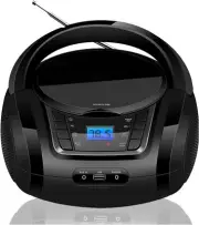 Portable Boombox - CD Player, Bluetooth, USB, MP3,Built-in Stereo Speakers, Carr