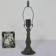 Alloy Lotus Table Lamp Base, Sockets for 8 Inch Tiffany Style Stained Glass Lampshade, 15 Inch Tall Antique Bedside Study Reading Lamp Base Replacement KeYJ