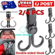 2/4PCS Baby Hanger Bag Stroller Pushchair Hooks Pram Rotate Straps AccM1soriVZ