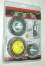KT Industries 5-3005 Abrasive & Wire Brush Set for Drill 1/4" Shank Crimps Flap