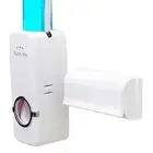 (White)Automatic Toothpaste Dispenser Set Hanging 5 Toothbrushes Toothpaste