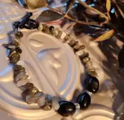Labradorite Black Tourmaline Toggle Handmade Bracelet #115