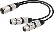 ROBAUN Balanced XLR Y Splitter Cable Color Weaving Microphone Cord-3Pin 1 Male to 2 Female XLR Y Cable 0.3 0.5M(Black,0.5m)