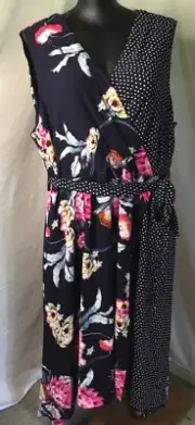 AUTOGRAPH BLACK “PATCH WORK” SLEEVELESS DRESS-SIZE 26 NEW STOCK