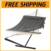 Large Two-Person Hammock with Quilted Polyester Pad & Portable Stand - 475 lbs