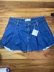Supre Pleated Mini Skirt Coral Blue Denim S 6
