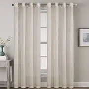 Smarcute Linen Curtains Semi Sheer Light Filtering Privacy Protecting Panels Eyelet Curtains Premium Soft Rich Material Drapes Window Treatment, 2 Pieces, Linen Fabric - Angora,W132CM x D243CM