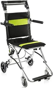 Folding Transport Wheelchair, Ultralight Portable Travel Wheelchairs with Handbrake Aluminum Alloy Lightweight Wheelchair for Elderly