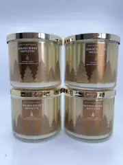 Bath And Body Works (4 Pack) GOLDEN BERRY MISTLETOE 3 Wick Candle 14.5 Oz New!