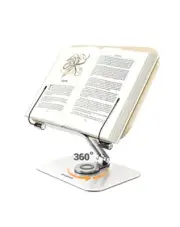 Book Stand for Reading, Adjustable Holder with 360° Rotating Base & Page Natual