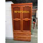 桃園國際二手貨中心----雙門衣櫃 衣櫥 實木+木芯板