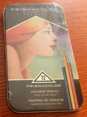 SANFORD Prismacolor Premier Set of 12 Colored Pencils in Artist Drawing Tin