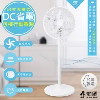 在飛比找蝦皮購物優惠-【勳風】14吋 充插二用 旋風式 DC扇 節能 電風扇 立扇