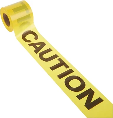 Yellow Vinyl Barrier Tape 3"x300ft STRAIT‑LINE Caution