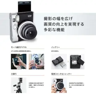 【FUJIFILM 富士】instax mini 90 經典復古拍立得(即可拍 經典黑 相機 復古 空白底片 微距 長曝 自拍)