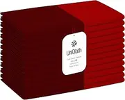UniQloth Set of 12 Cloth Dinner Napkins Cotton - Soft Durable Washable - Ideal for Farmhouse Party Wedding Christmas Dinner Napkins - Perfect Everyday Use Table Linen Cloth Napkins 18x18 Red
