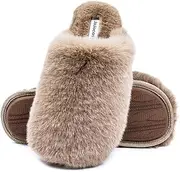[JOJOCOSY] Densely Long-haired Lady’s Comfy Fuzzy Memory Foam Scuff Women’s Warm Plush Closed-Toe Comfortable Slippers