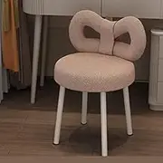 Latex Vanity Chair with an Elegant High Backrest - Lovely Bowknot Footstool, Multifunctional for Makeup Room, Bedroom, and Living Room Dressing Tables