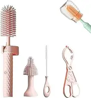 Toph Bottle Brush 360° Electric Bottle Brush Cleaner Bottle Washer Brush Portable Silicone Bottle Brush USB Rechargeable Travel Bottle Brush With Long Handle (PINK)