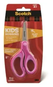 Scotch Kids Scissors 5" SS Blades Assorted Color Soft Touch Handle School Home