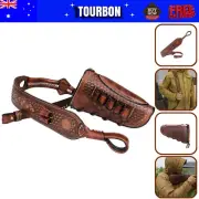 Tourbon Leather 1 Point Shotgun Sling Strap+Slip on Recoil Pad 12GA Ammo Carrier