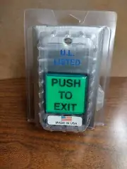 Alarm Controls TS-2-2 Electric Switch green push to exit steel wallplate NEW