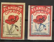 MATCHBOX LABEL BELGIUM- Flanders Charm x2 varieties, 55 and 35, export - **mint