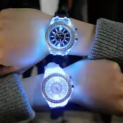 Children Students Sport Rhinestone LED Flashing Light up Silicone Jelly Watch