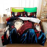 o1638 Carto-on Ani-me Duve-t Cov-er B-eddin -- g Jujutsu Kaisen- 3 Piece Set,Bed Duvet Cove-r with Pillowc-aces, Super Soft Duvet- Cover with- Pillowc