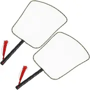 HOODANCOS 2pcs Blank Handmade Chinese Fan DIY Craft for Boys and Girls Art Activities Handheld Silk Fan Wooden Handle