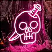 Sign Lamp Skull Neon Sign Pink Skeleton Head LED Light for Festival Party Bedroom Game Room Living Room Wall Decor USB 26.67cm×29.97cm