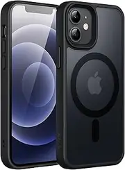 JETech Magnetic Case for iPhone 12 Mini 5.4-Inch Compatible with MagSafe, Translucent Matte Back Slim Shockproof Phone Cover (Black)