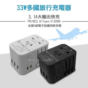 【CityBoss】CITY 33W多國轉換旅行充電器 PD/Type-c/USB-A 多孔快充頭 萬用旅充頭