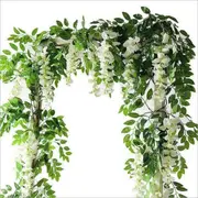 SpringUp Artificial Flowers Wisteria Fake Plant Vine White