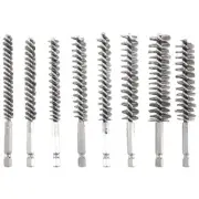 8Pcs Wire Brush Drill Bit Set with 1/4 Inch Hexagon Shank Steel Wire2490