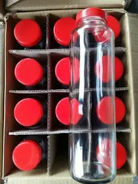 在飛比找Yahoo!奇摩拍賣優惠-600cc 圓型 玻璃 紅蓋 蜂蜜瓶 24入