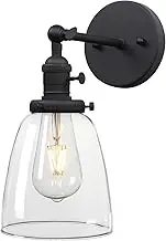 Buyee Industrial Edison Black Single Sconce with Oval Cone Clear Glass Shade Wall Sconce Wall Lamp
