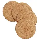 Set of 4 Jute Braided 14-inch Round Placemats 100% Jute - Eco-Friendly Hand C...