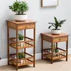 Smoothly Bamboo Bedside Table Nightstand Storage Side End w/ Drawers Small Space