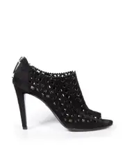 Black Suede Lasercut Pattern Heels