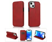 Iphone 15 Wallet Phone Case,Pu Leather Phone Case With RFID Blocking and Card Slots Holder-Red