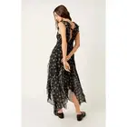 New Free People Black Joaquin Floral Ruffle Plunge Dress Size XS Whimsical