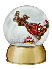 Williams Sonoma Musical Snow Globe Santa Twas The Night Before Christmas 8" high