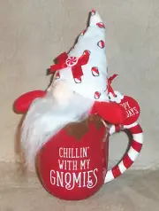 New Young's INC Red & White Chillin' with My Gnomies 4.5" Mug + Plush Gnome Set