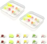24PCS Fly Fishing Flies Kit, Bead Head Mini Salmon Eggs Fly Set Floating Fly Lure for Trout, Bass, Panfish
