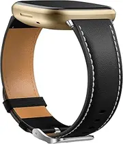 Getino Compatible with Fitbit Sense 2/Sense Bands/Versa 4/Versa 3 Bands Women Men, Soft Top Grain Genuine Leather Strap Accessories for Fitbit Sense/Sense 2/ Versa 4/ Versa 3 Smartwatch