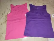 NWT lot 2 girl's 6 6X sleeveless top shirt pink purple ruffle Pink Zebra NEW