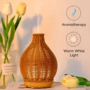 Rattan Essential Oil Diffuser Colorful Lights Air Humidifier Cool Mist Maker