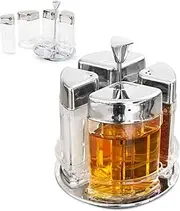 Omabeta 4PCS Rotating Kitchen Condiment Jar, Transparent Seasoning Bottles Set with Visualize Remaining Capacity, Convenient for Kitchen Storage Oil Salt,Empty Spice Jars