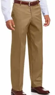 Mens DOCKERS Pants Classic Fit THE BEST PRESSD Flat-Front DARK WHEAT No Iron $72